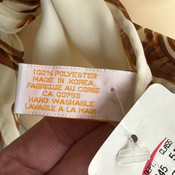 ELAINE GOLD Vintage Cream & Gold Silky Scarf Minimalist Neutral Sheer 10.5 x 53 - Picture 7 of 13